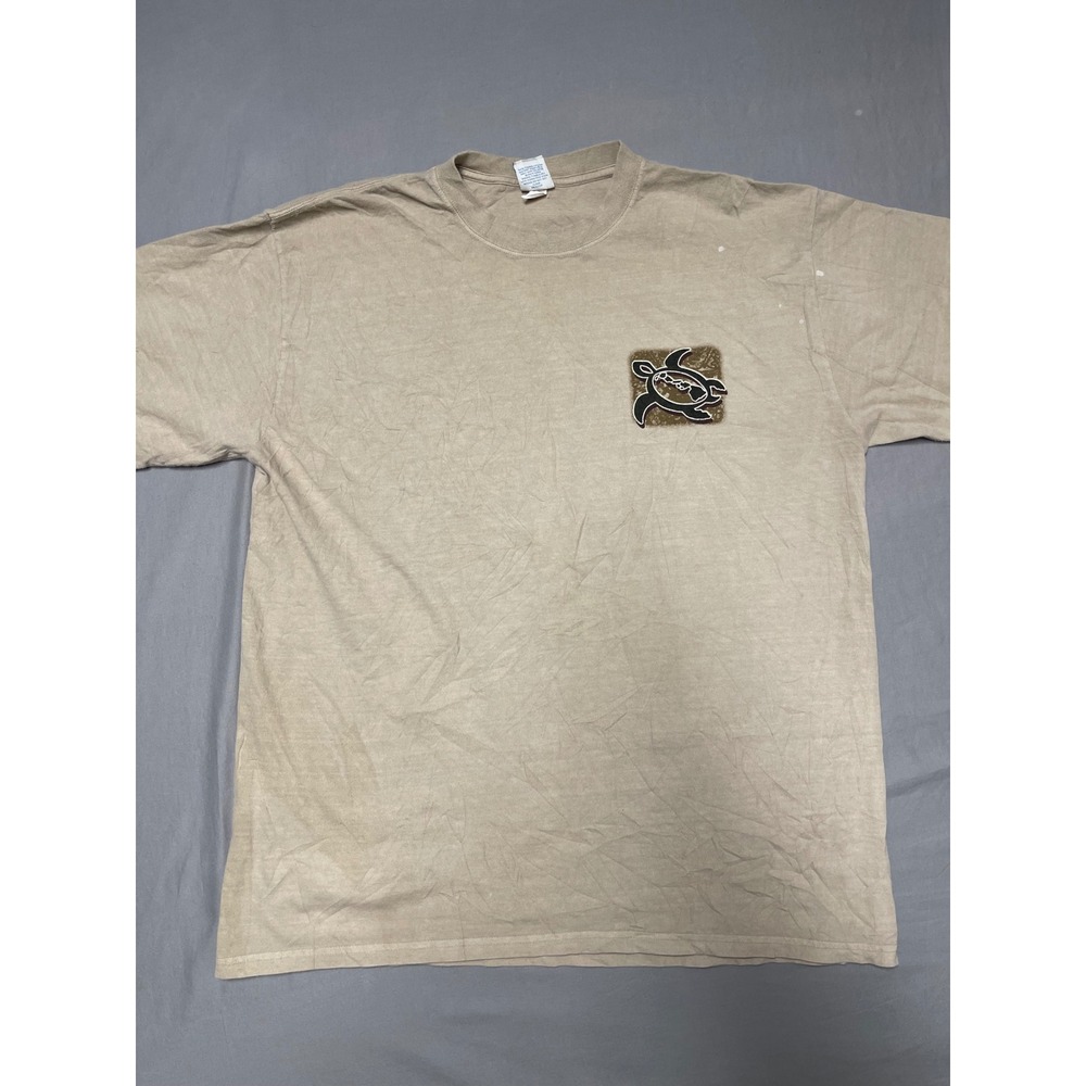 Crazy Shirts Hawaii Kona Coffee Dyed Sea Turtle Honu T-Shirt Tan Mens XL